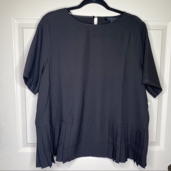 Eloquii Pleated Hem Blouse in Black Size 14 NWT - Picture 4 of 12